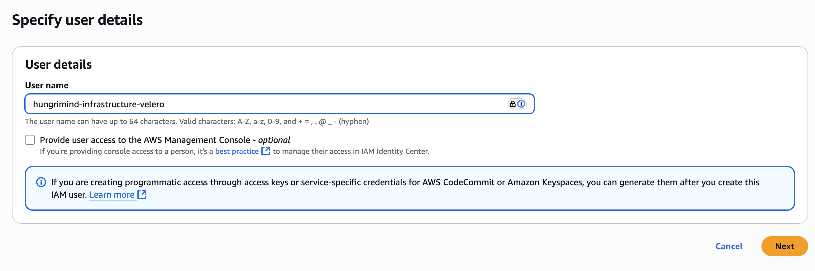 AWS IAM Create User - Details