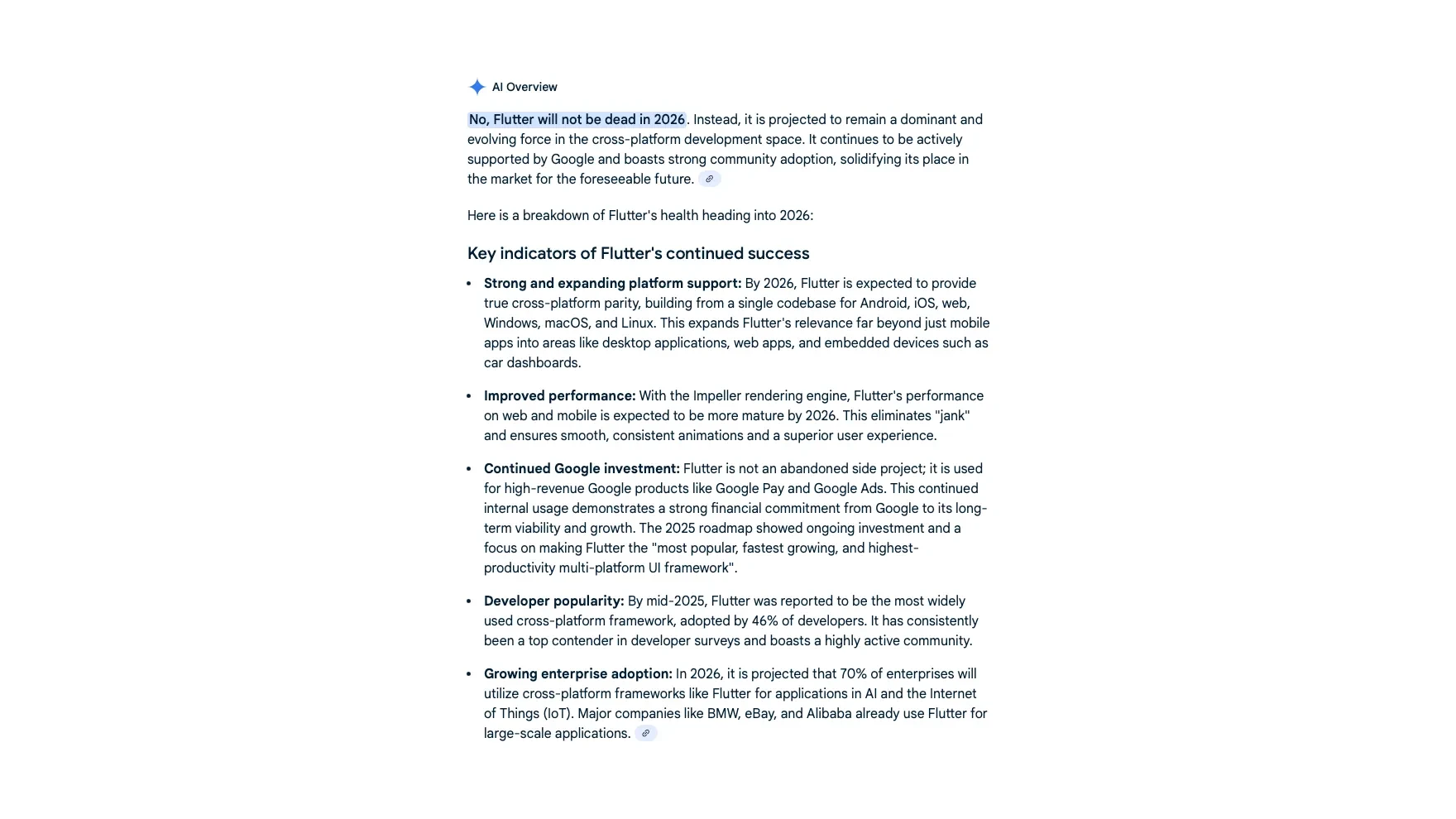 AI Response to Flutter being dead in 2026