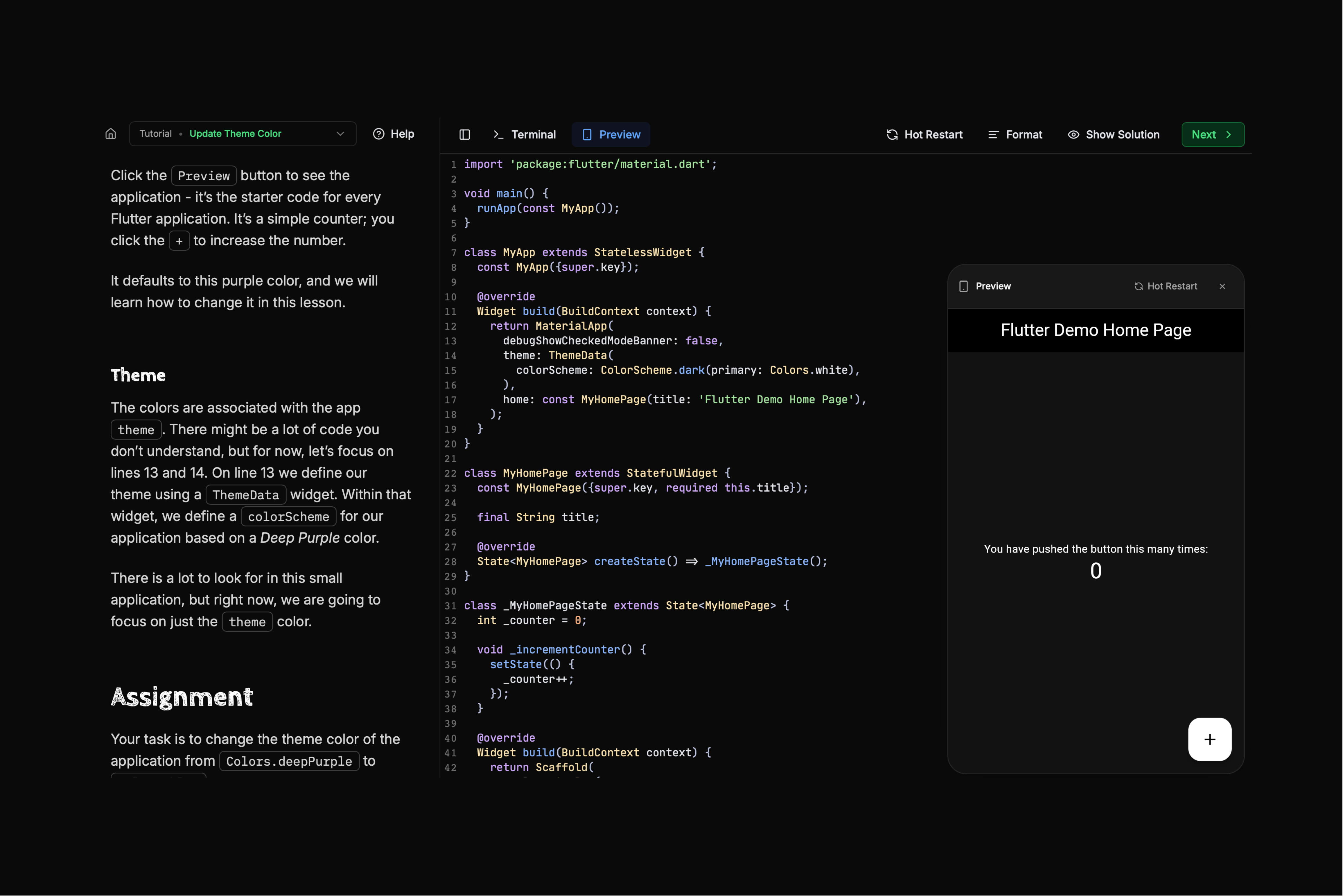 New Course Screenshot
