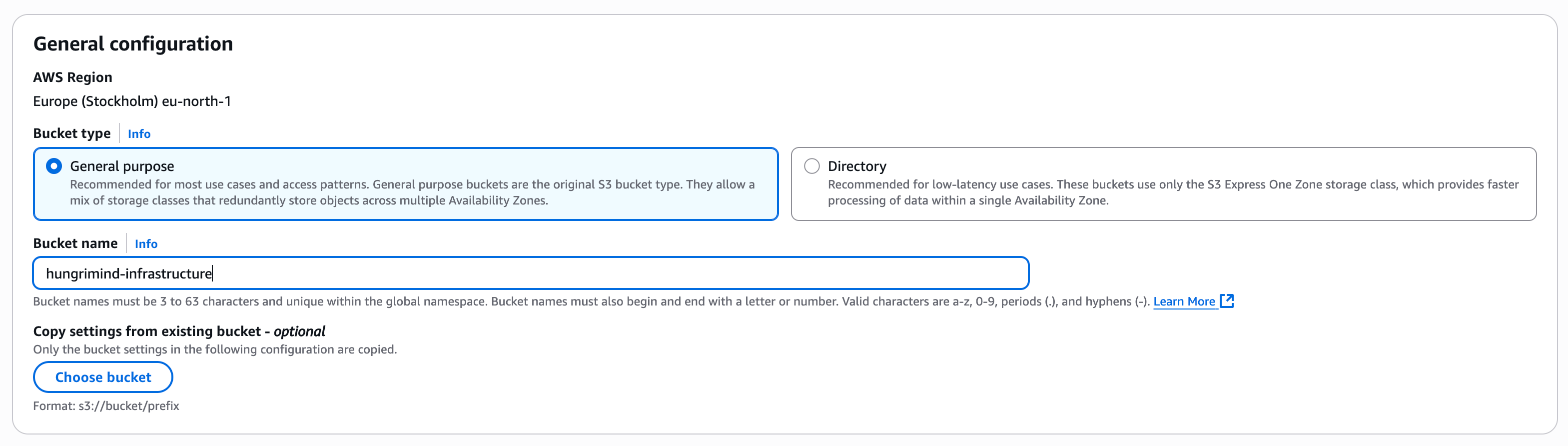 AWS S3 Bucket Creation - General Configuration