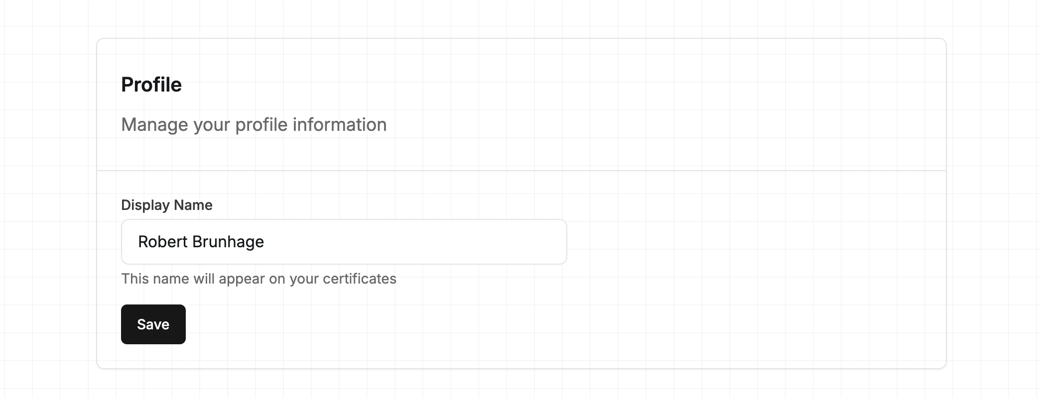 Profile settings section
