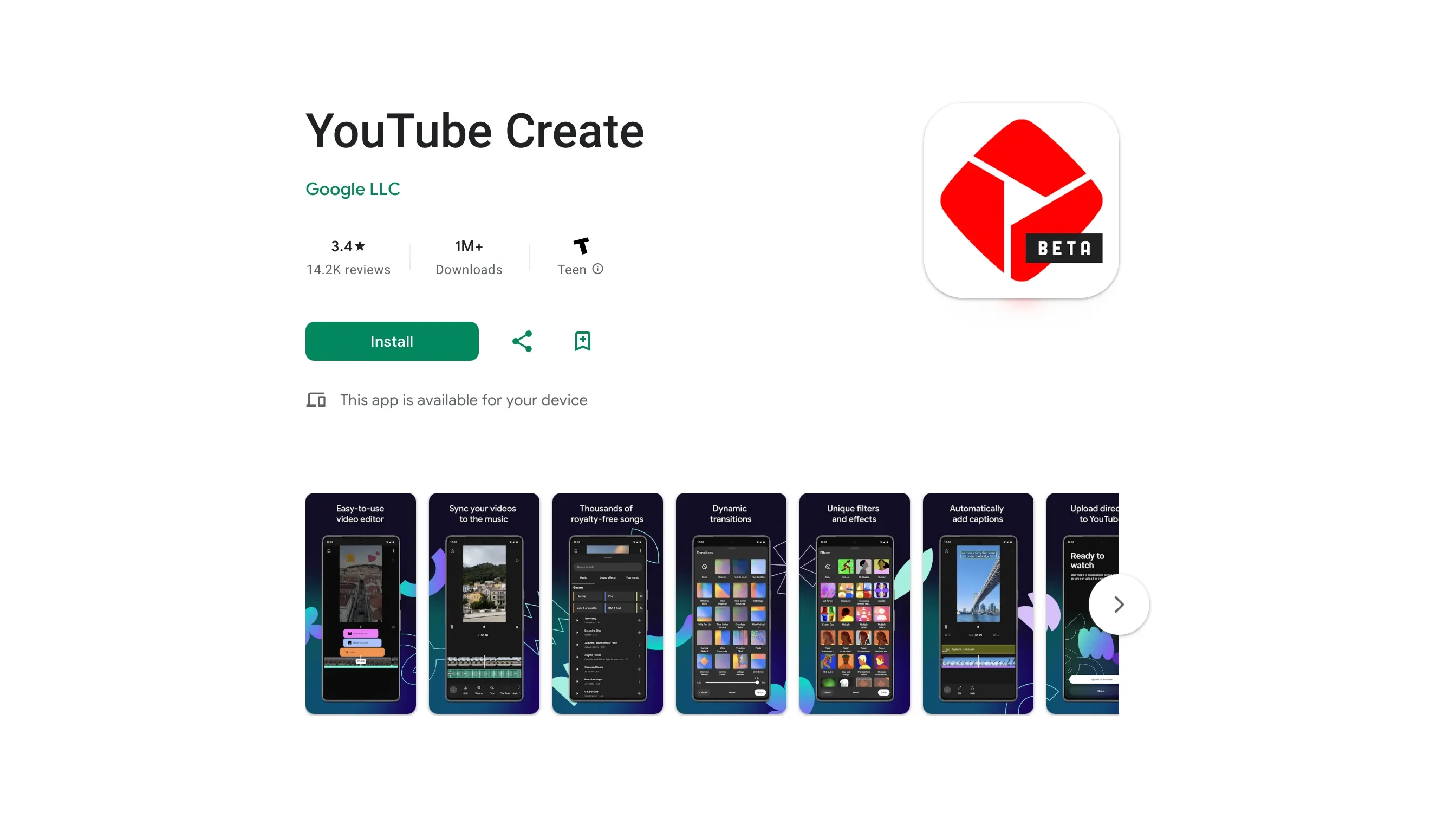 YouTube Create App Store Listing