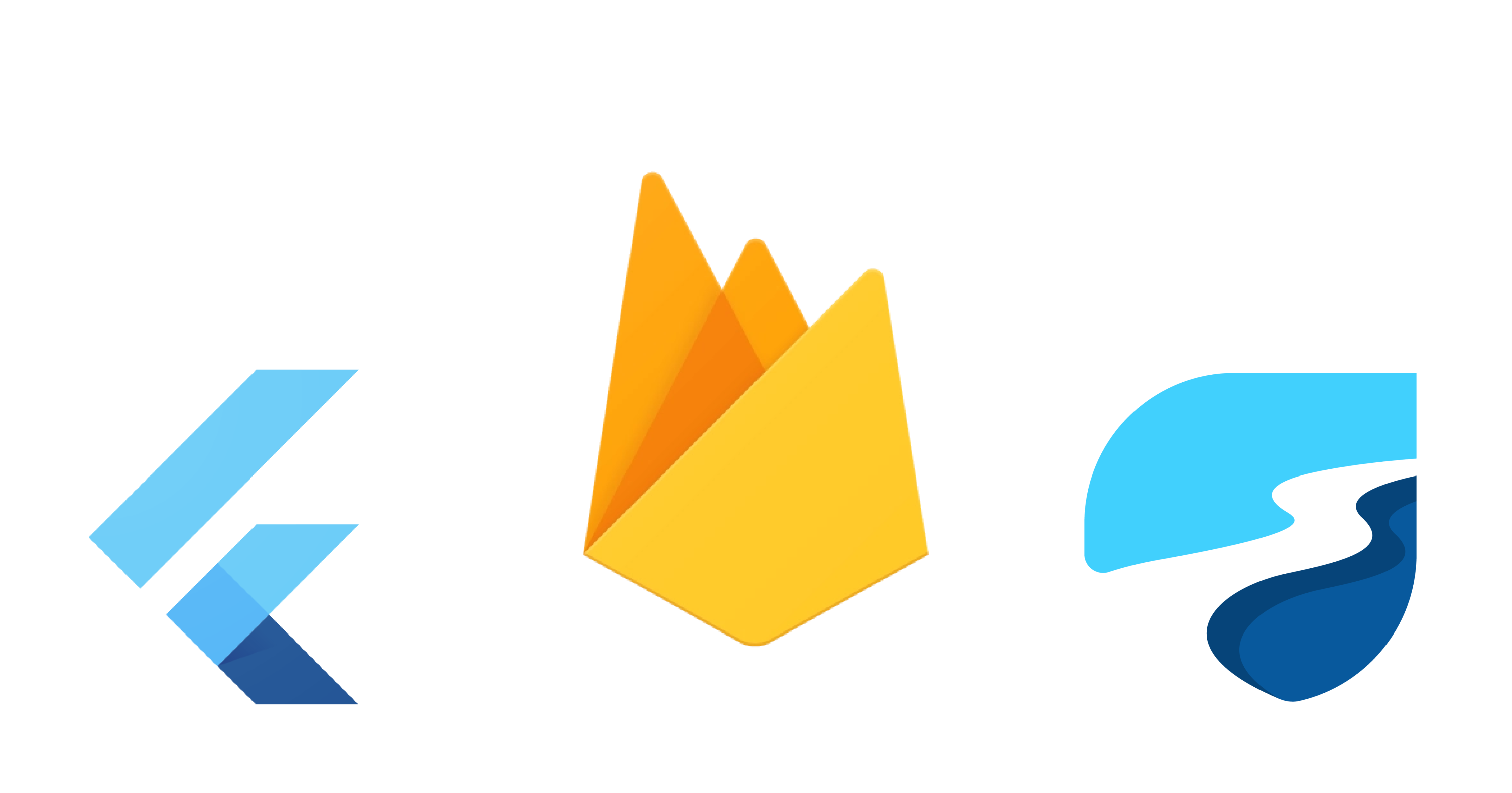 Flutter, Firebase, Riverpod logos